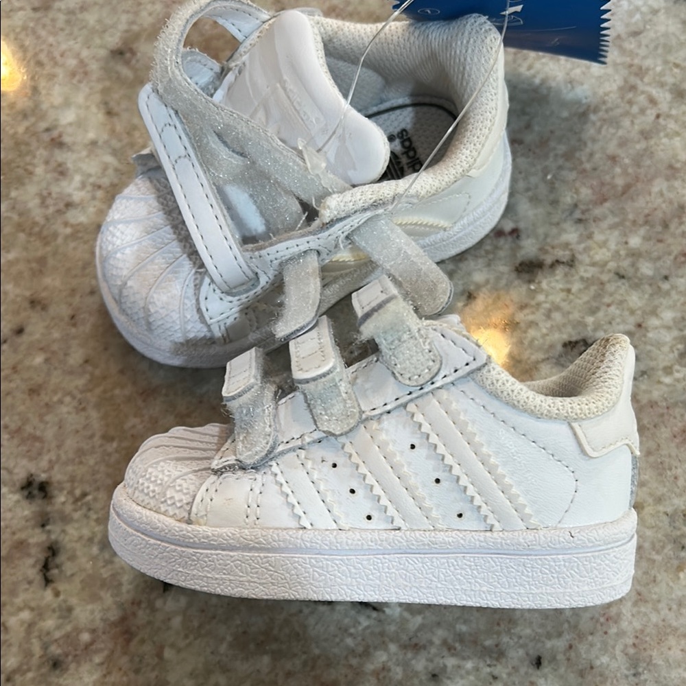 Adidas White Sneakers with Velcro Straps